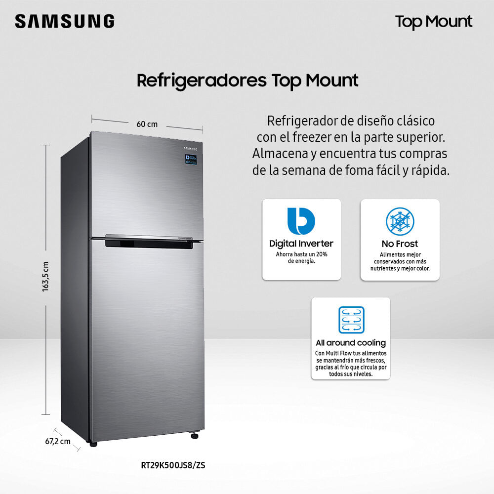Refrigerador Inox 300 litros Samsung RT29K500JS8ZS 